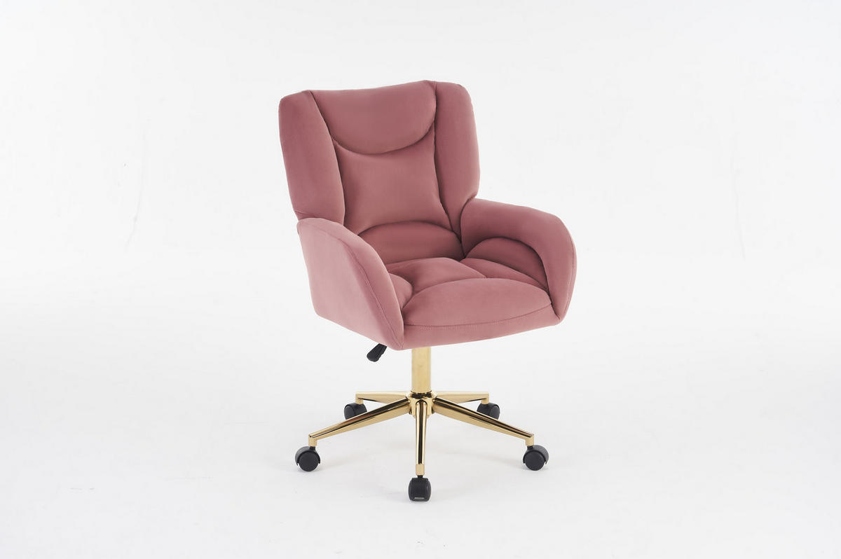 DREHSTUHL Samt höhenverstellbar und 360° drehbar 64/62/92.5 cm Rosa - Rosa, Textil (62/92.5/64cm) - Redom