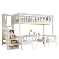 ETAGENBETT 90/200 cm & 120/200 cm in Weiß mit Stauraumtreppe, Tisch und Sicherheitsgeländer - Weiß, Holz/Holzwerkstoff (90/200cm) - CHICFURN