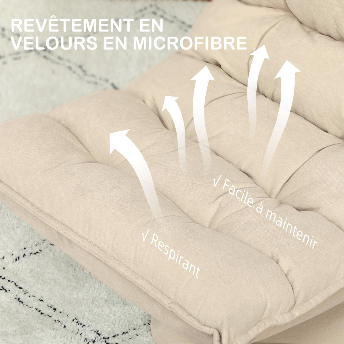 BODENSESSEL DE-13396 360° schwenkbar & verstellbare Rückenlehne Beige - Beige, Textil (70/95/62cm) - ComfortXL