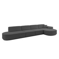 ECKSOFA Ottomane Rechts MARI-L3-v3 - 413x171x83 cm Grau Bouclé - Schwarz/Grau, Holzwerkstoff/Kunststoff (171/413cm) - ALTDECOR