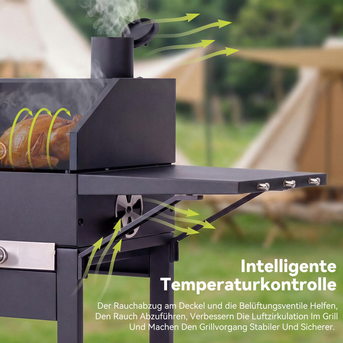 HOLZKOHLEGRILL - Schwarz, Metall (44/106/107cm) - HOMAVO