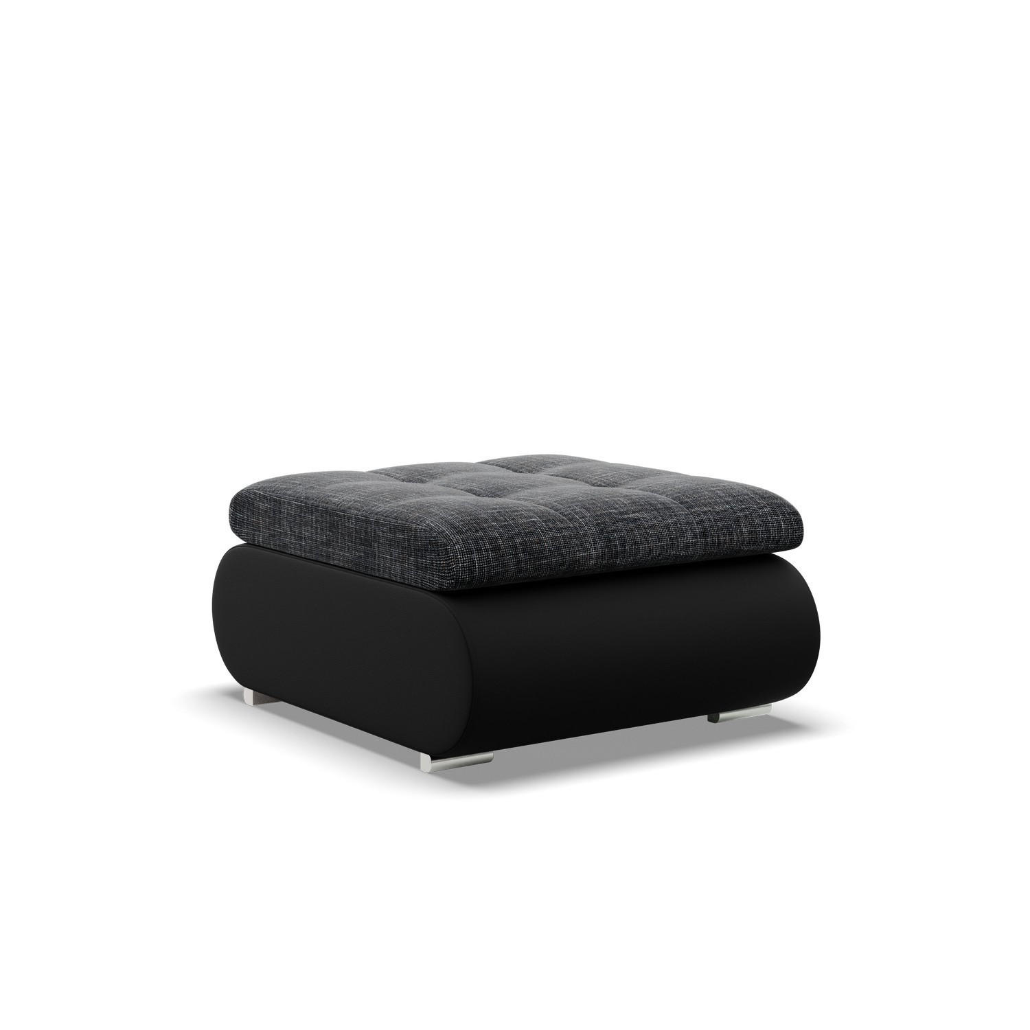 SITZPOUF FÜR DAS WOHNZIMMER FORESTA, Schwarz + Schwarz - Schwarz, Textil (88/42/70cm)