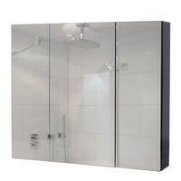 SPIEGELSCHRANK B19B Hochglanz Schwarz - Schwarz Hochglanz, Holz (80/70/16cm) - MCW
