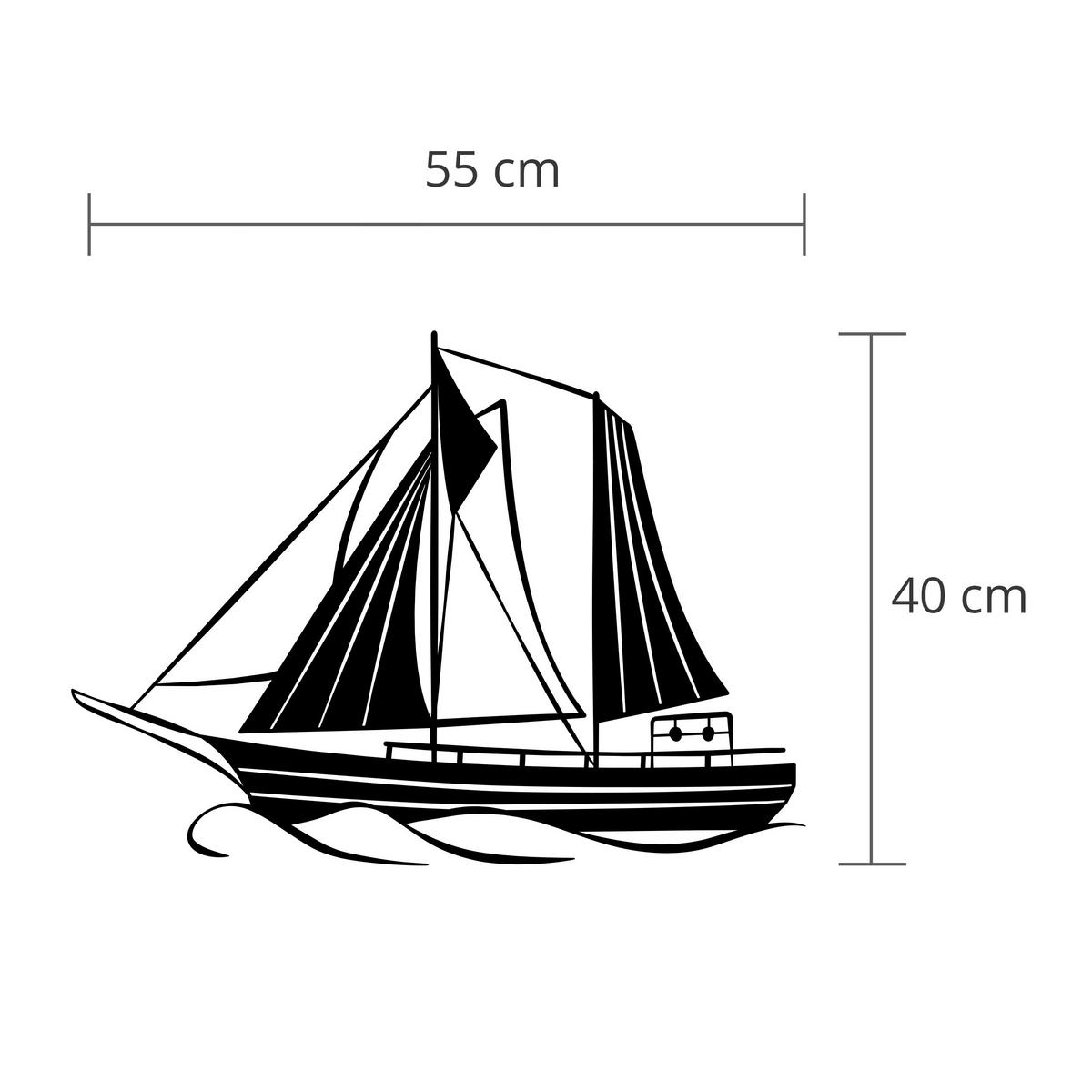 WANDDEKORATION Metal Nr.30 Sail 55/40/3 cm - Schwarz, Metall (55/40/3cm) - Decortie