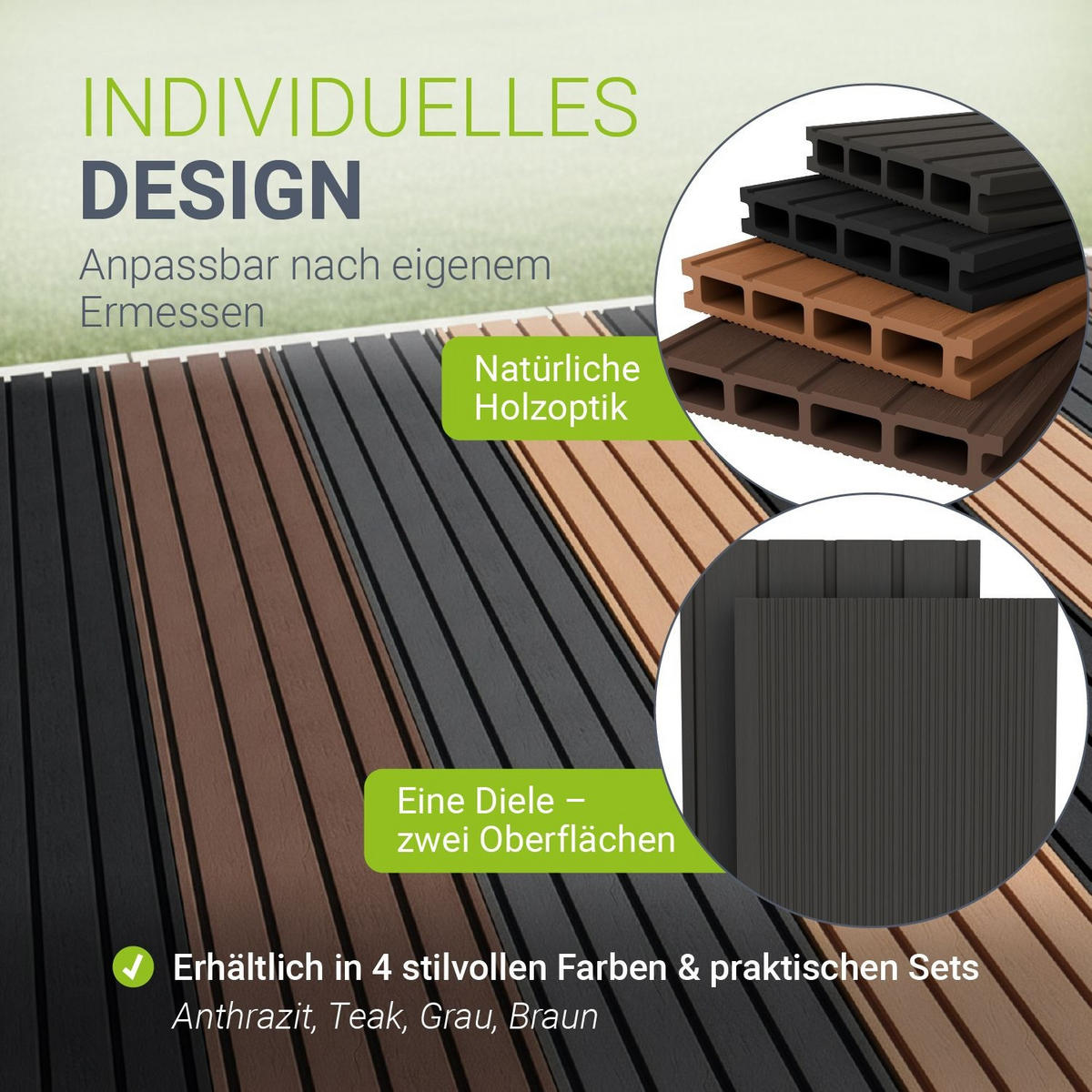 TERRASSENDIELEN WPC Grau 30 m² - Grau, Kunststoff (220/14.6/2.5cm) - Juskys