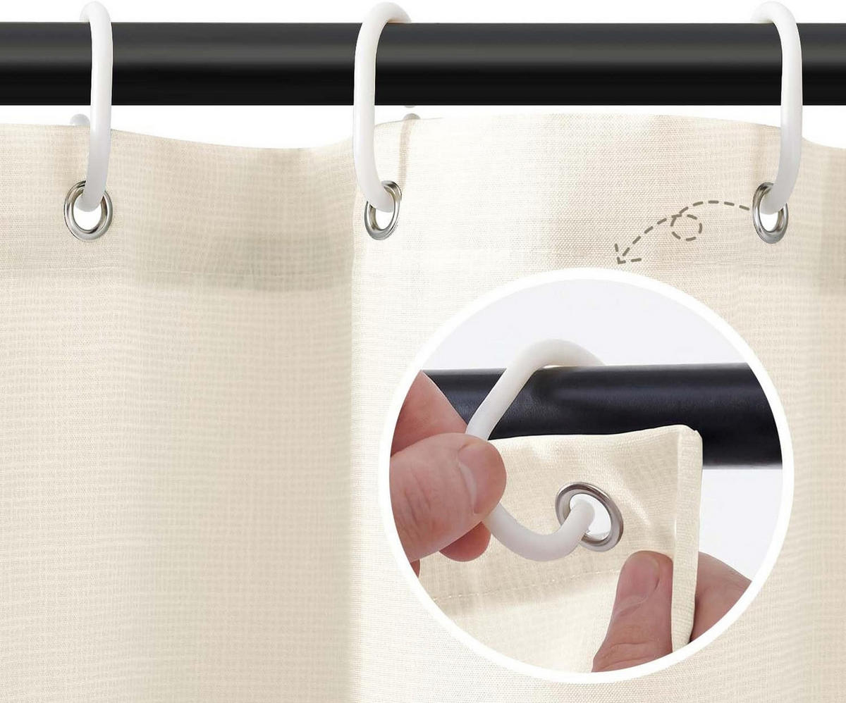 DUSCHVORHANG 180x180 cm mit 12 Haken - Beige, Textil (180/180cm)