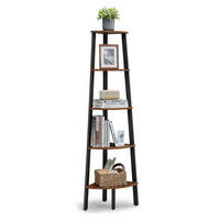 ECKREGAL Metall & Holz 5 Ebenen Designregal - Braun, Metall (52/159/37cm) - Kaket