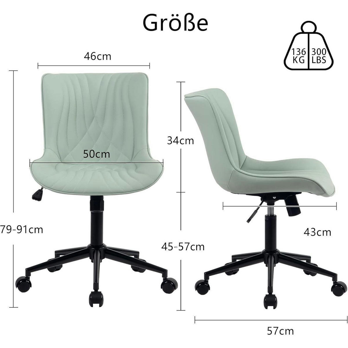 BÜROSTUHL Ergonomisch Mintgrün - Hellgrün, Kunststoff (60/78.5/42.4cm)