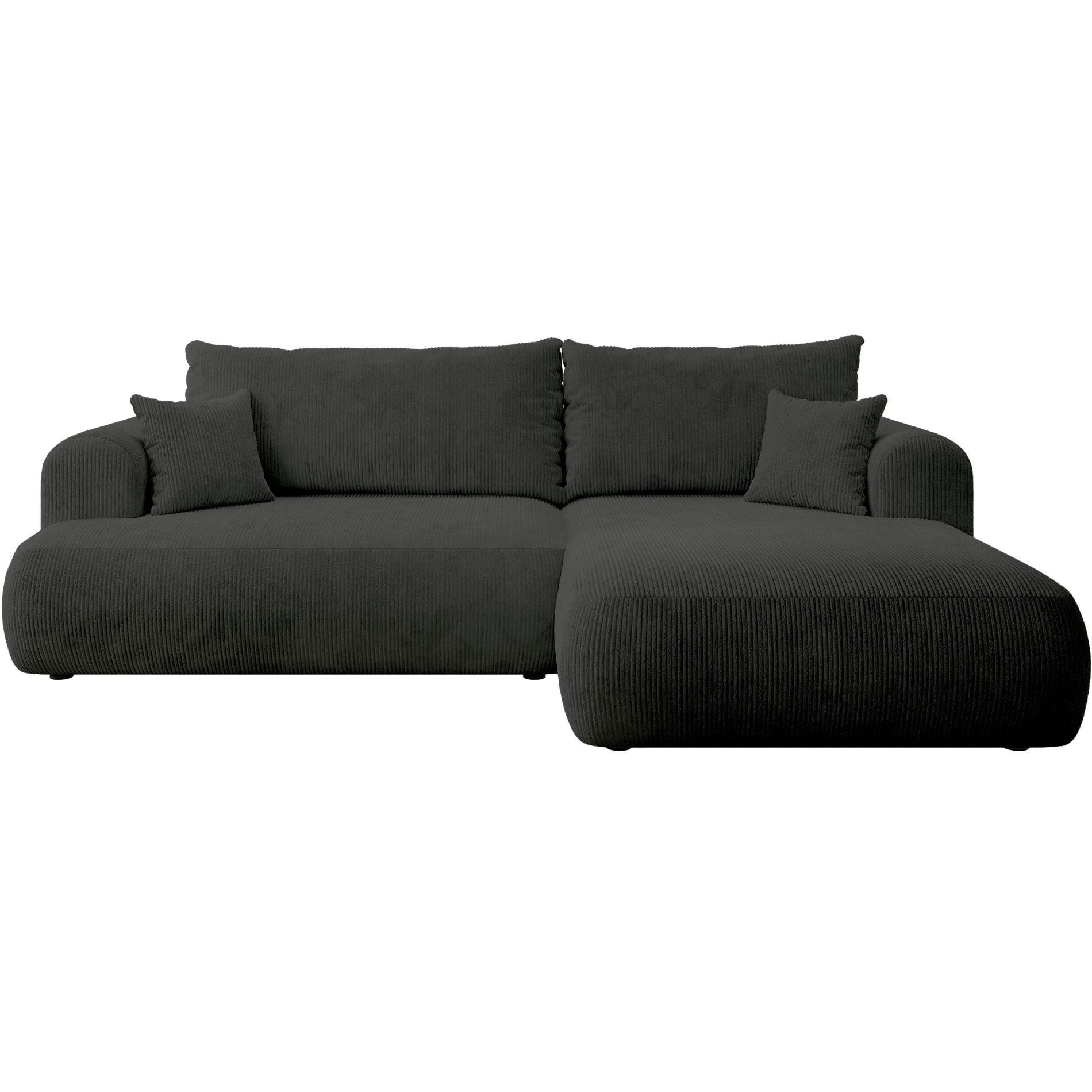 ECKSOFA Ovo Cord mit Cordbezug Dunkelgrau, rechts - Dunkelgrau/Schwarz, Textil (165/260cm) - Selsey