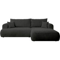 ECKSOFA Ovo Cord mit Cordbezug Dunkelgrau, rechts - Dunkelgrau/Schwarz, Textil (165/260cm) - Selsey