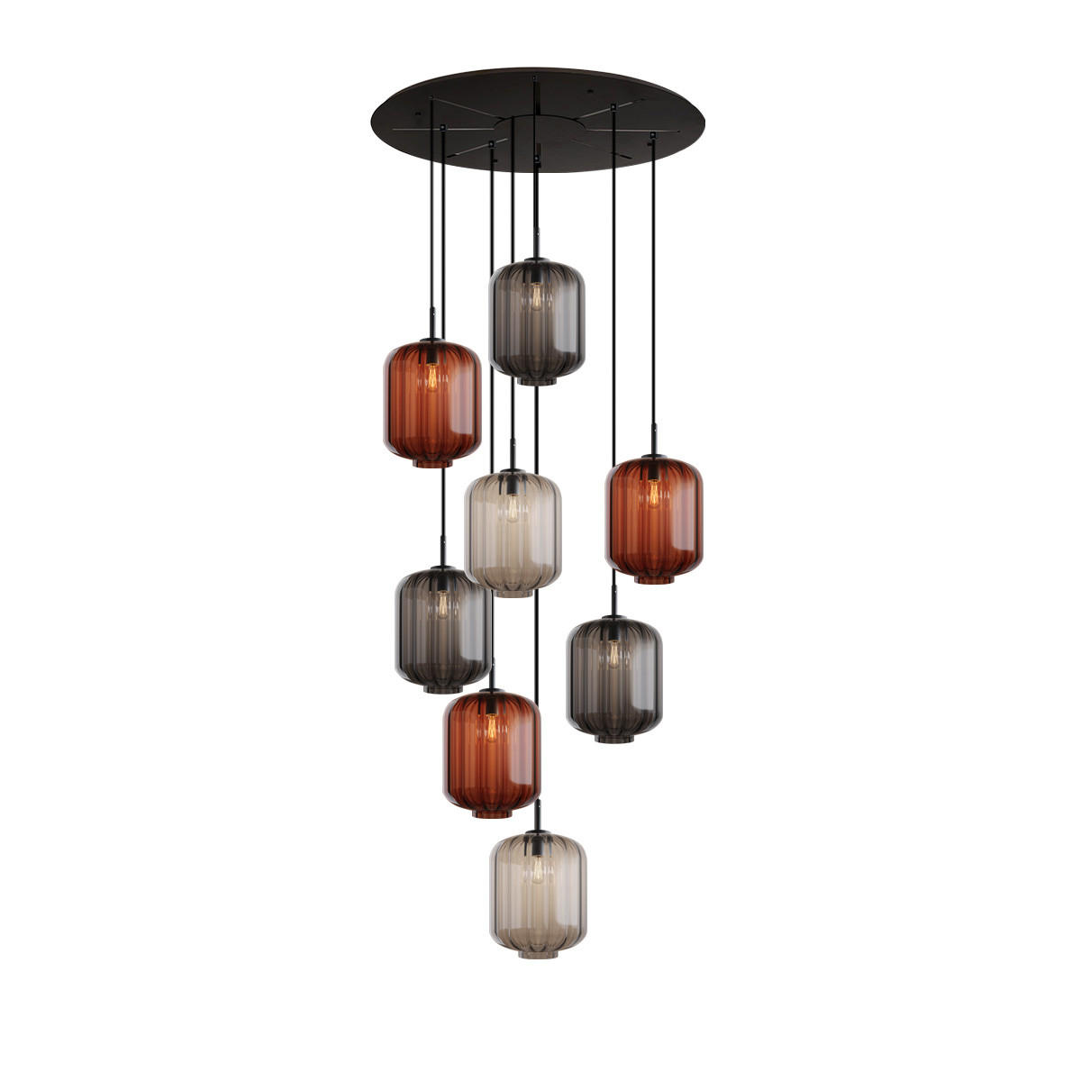 GALERIELEUCHTE Velo 8-flammig Mehrfarbig Ø 25cm - Multicolor/Schwarz, Glas (25/25/27cm) - s.luce