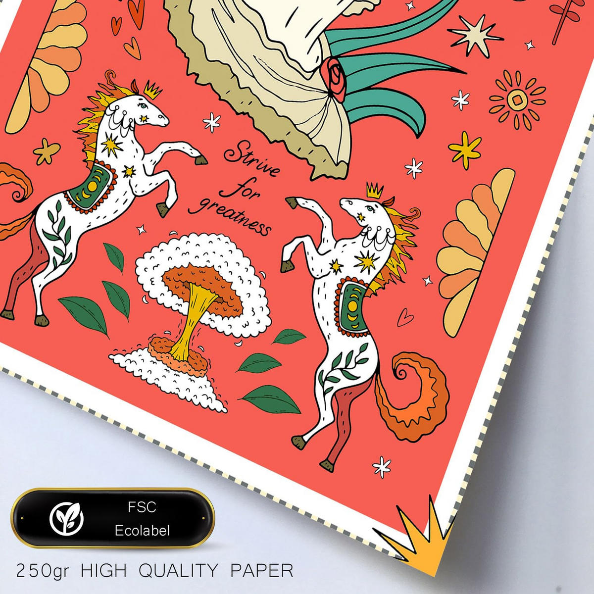 POSTER Set Mit 6 groovige Rose Größe A3 & A4 Rahmen aus hellem Holz - Beige, Papier (29.7/1cm) - Nacnic