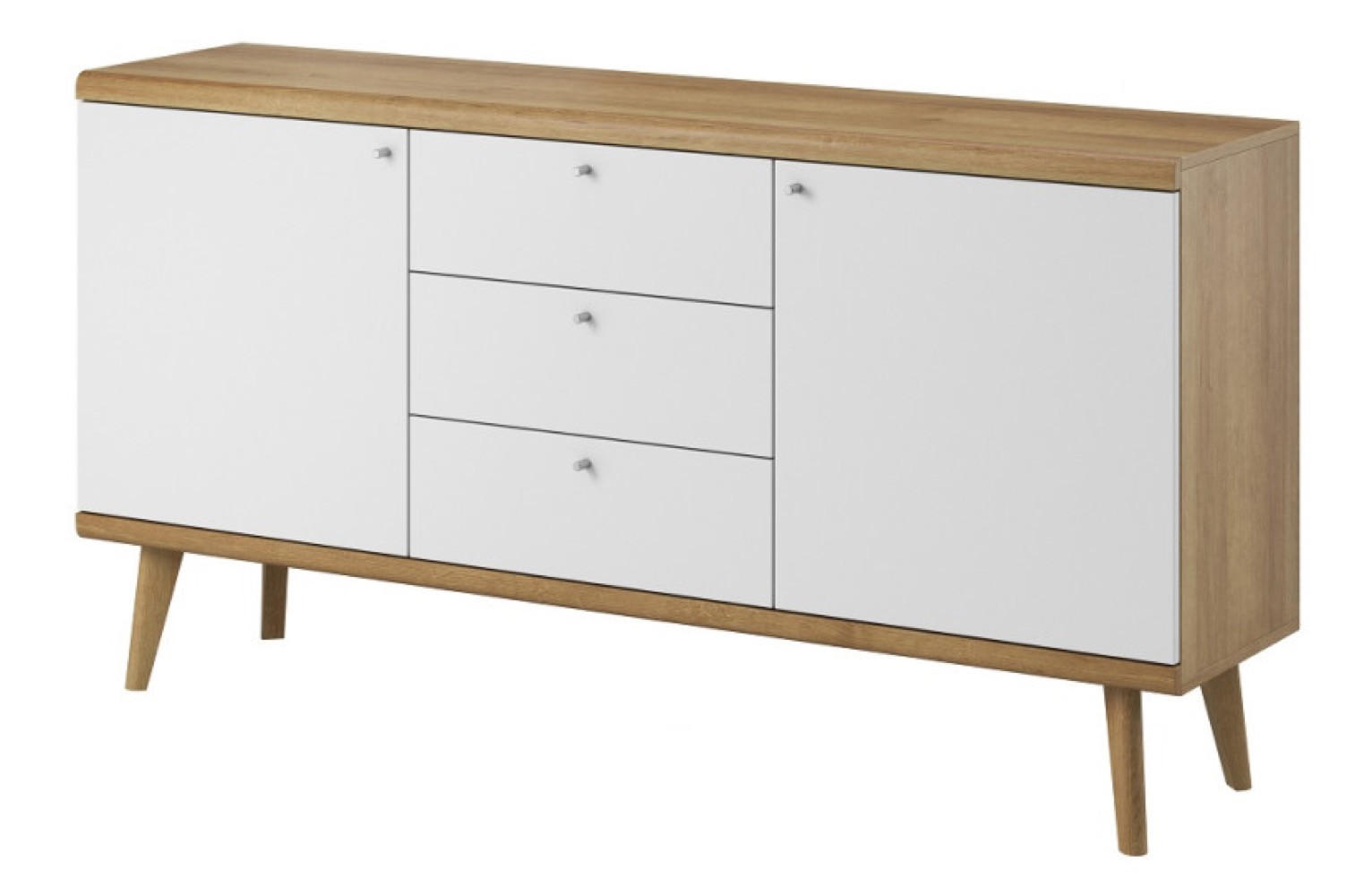 SIDEBOARD Weiß DRIMO PKSZ160 Mit Regalen Mit Massivholzbeinen - Multicolor, Holzwerkstoff (160/83/40cm) - Sepro Meble