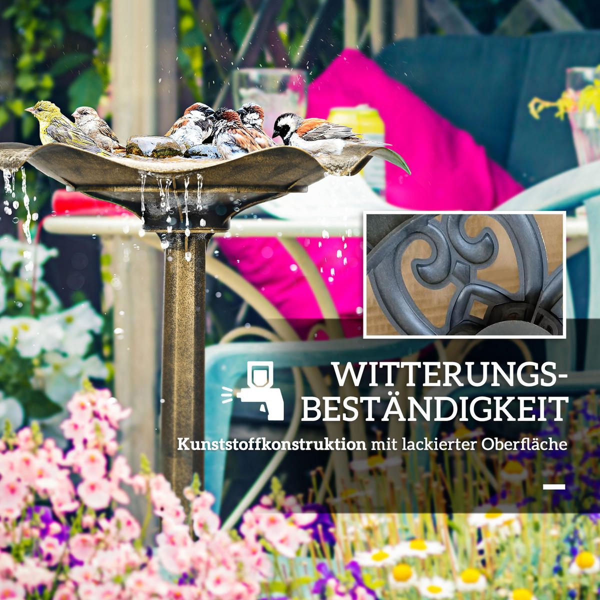 VOGELTRÄNKE, Kunststoff, Bronze, Ø50 × 71Hcm - Bronzefarben, Kunststoff (50/51/50cm) - Outsunny