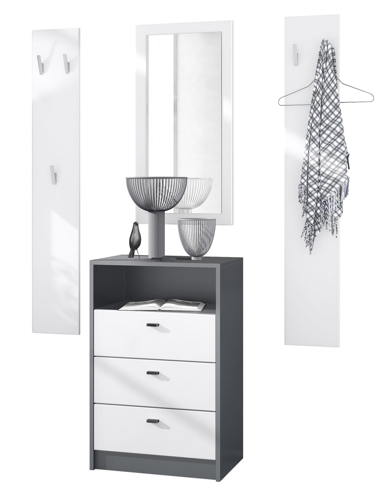 Vladon Garderobe Weiß 135x190x36 cm