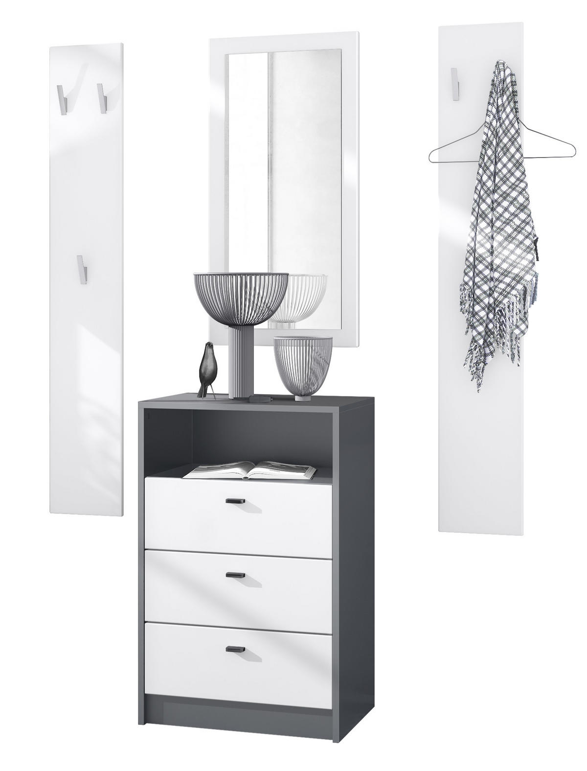 GARDEROBE Pino Weiß matt - Weiß, Holzwerkstoff (135/190/36cm) - Vladon
