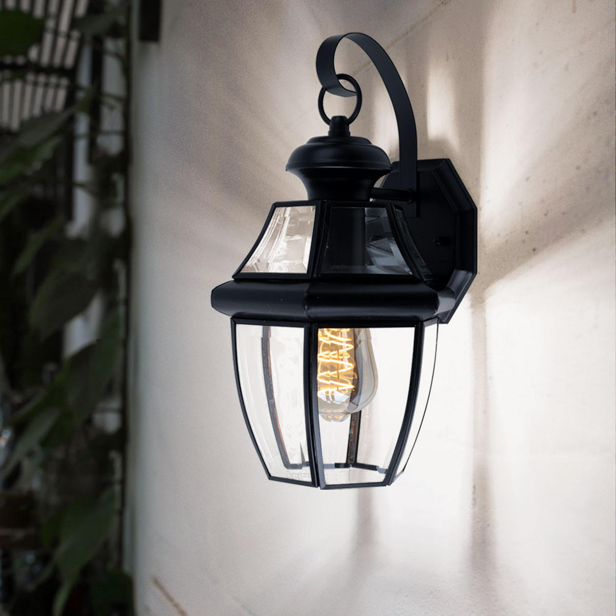 AUSSENLEUCHTE Laterne Stahl Glas Schwarz Matt - Schwarz, Glas (21/19.7/35.9cm)