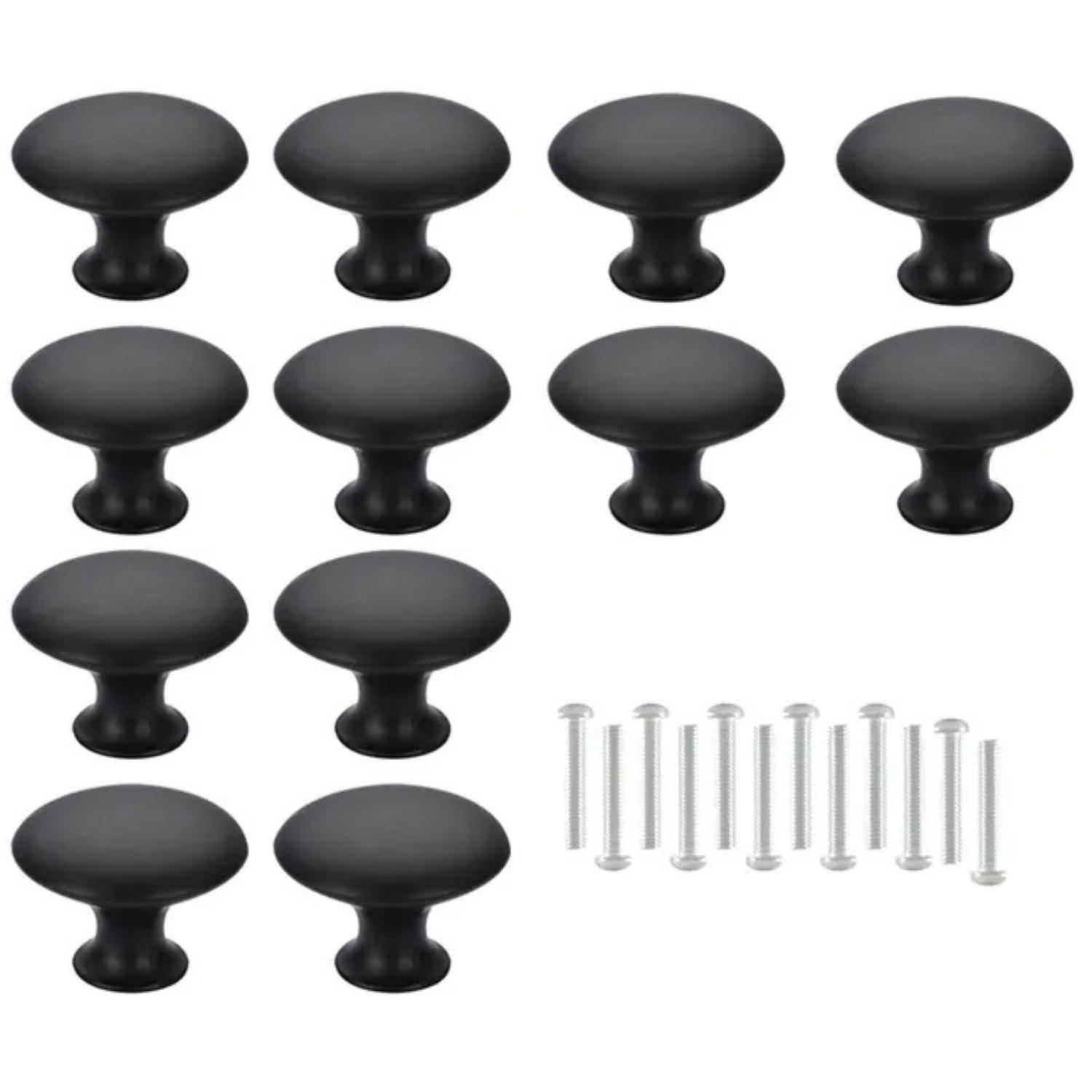 SCHRANKKNOPF Schwarz 12er-Set - Schwarz, Kunststoff (2.3/2.2/2.3cm)