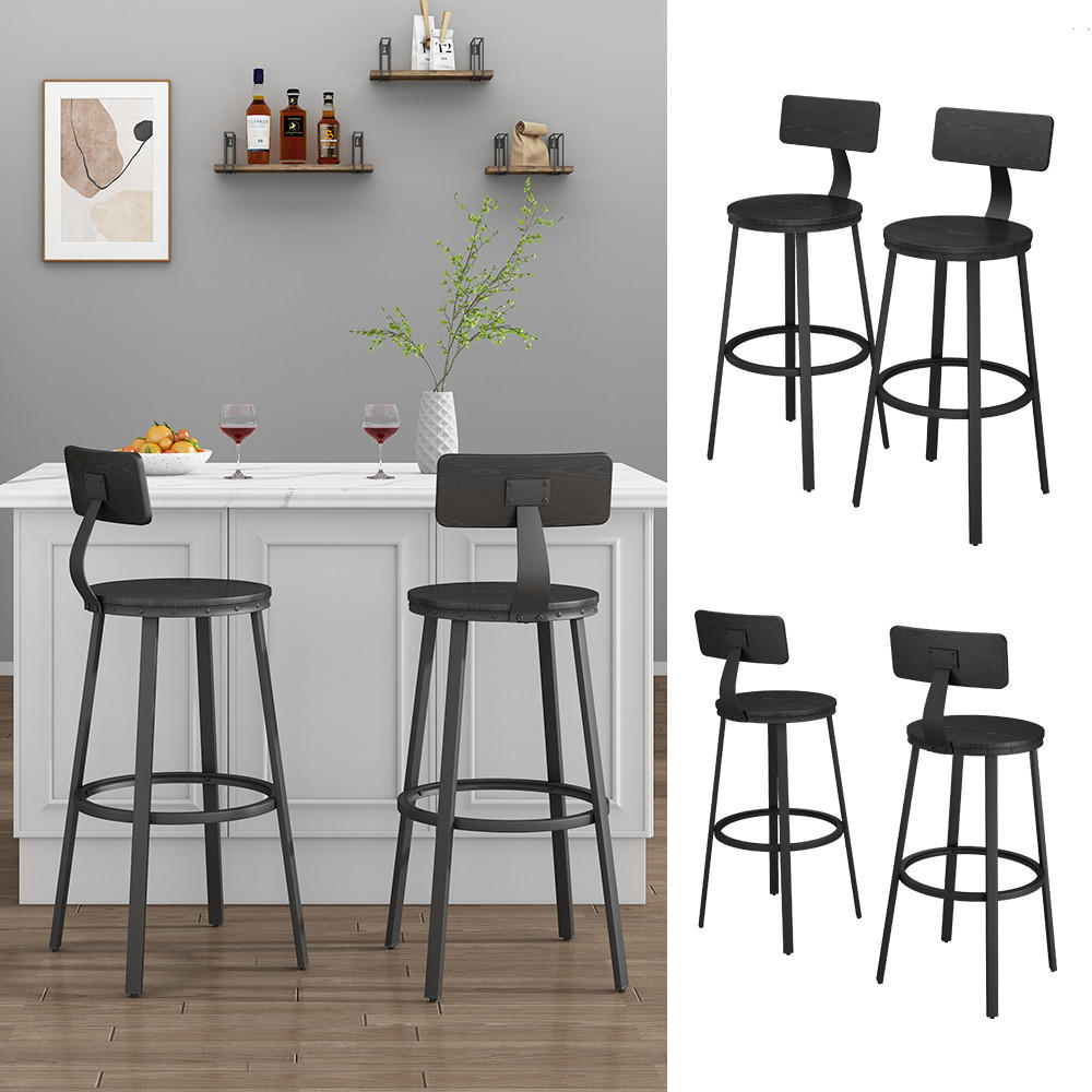 BARHOCKER Caracas Schwarz 34 x 102 cm 2er Set - Schwarz, Holzwerkstoff (34/102/55cm) - Vicco