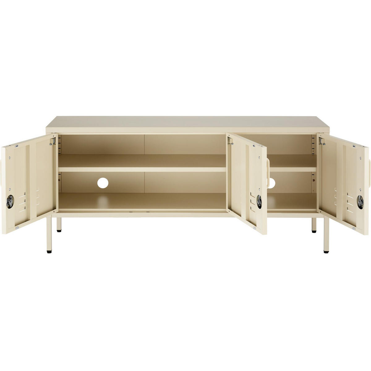SIDEBOARD Baker, Kippschutz, höhenverstellbare Füße, creme - Creme, Metall (120/55.5/37.5cm) - tectake