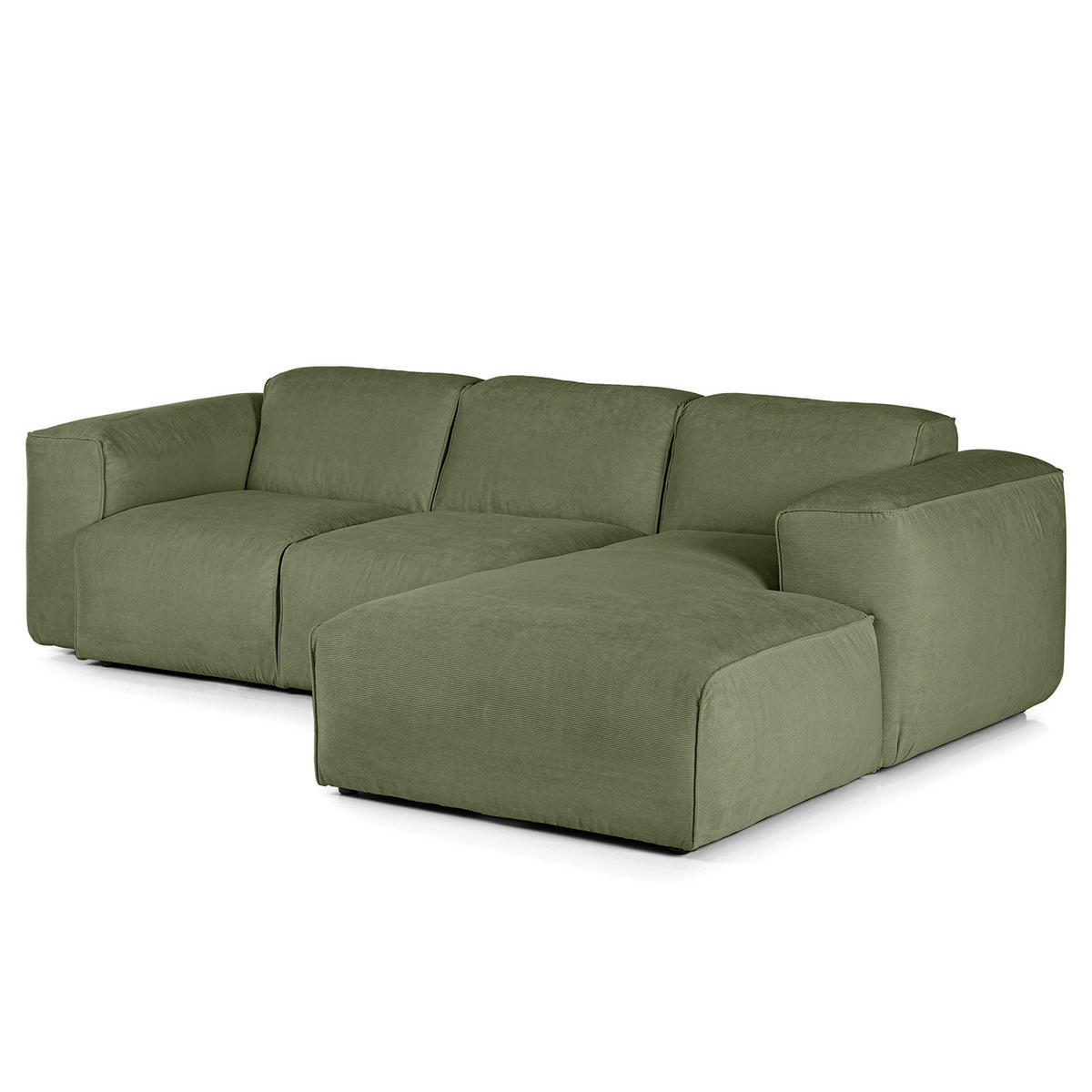 3-SITZER ECKSOFA mit Longchair - Dunkelgrün/Schwarz, Kunststoff/Textil (251/173cm) - home24
