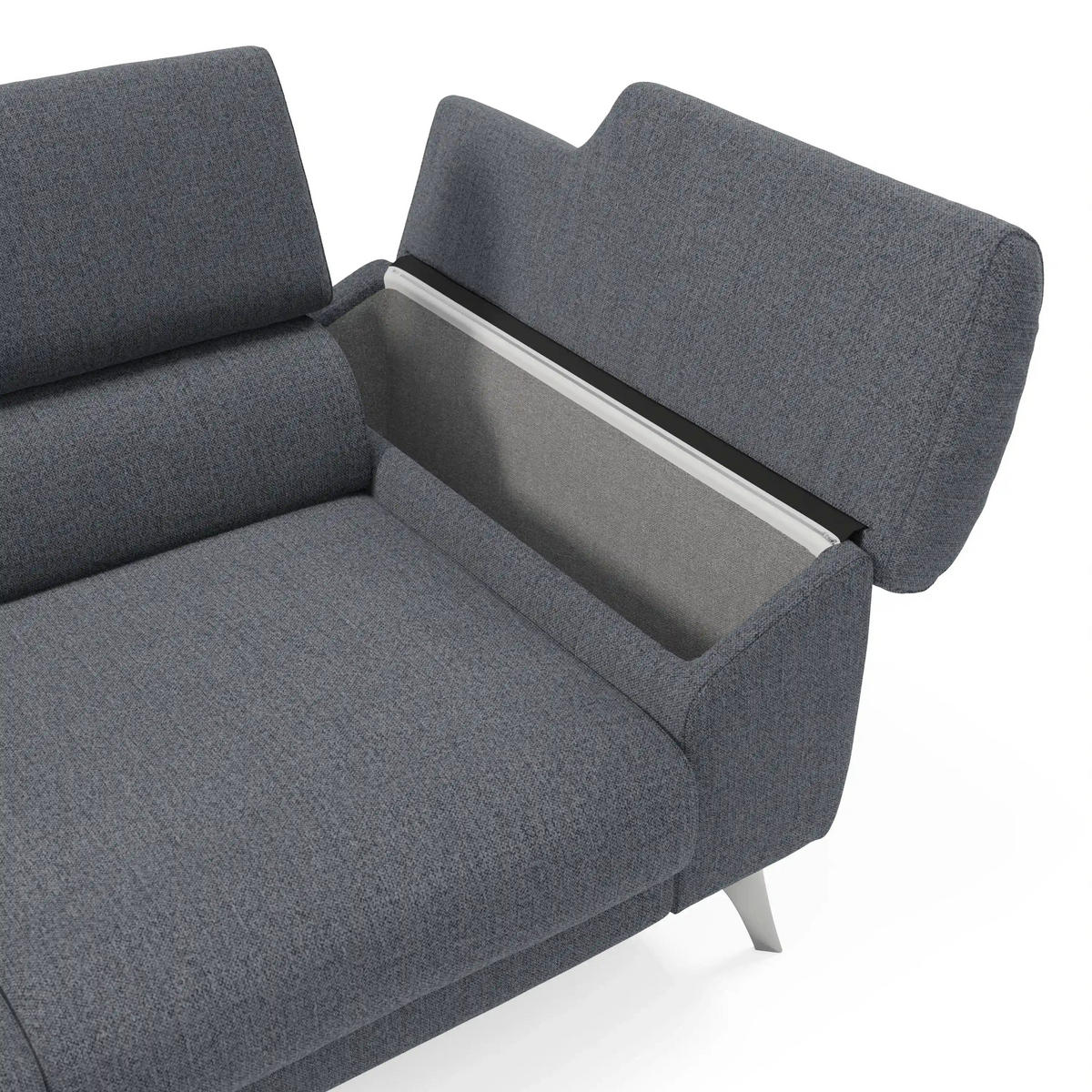 LINEARSOFA Donatello - Graphitfarben, Metall (265/76/102cm) - Divani.store