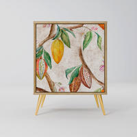 SIDEBOARD COCOA FRUITS, Eichefarben, 57,5x42x75,5 cm, Goldfarbene Metallfüße - Eichefarben/Goldfarben, Holzwerkstoff/Metall (57.5/75.5/42cm) - SpaceRebels