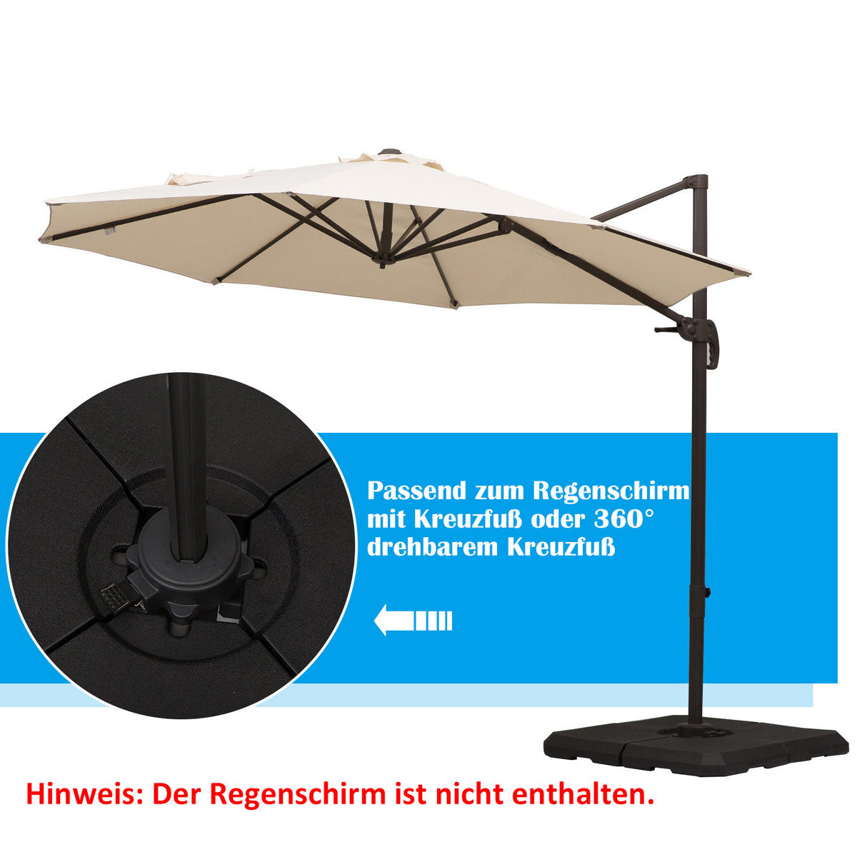 SCHIRMGEWICHT, mit 80 kg Wasser oder 120 kg Sand befüllbar, HDPE, Schwarz, 100 x 100 x 9,5 cm - Schwarz, Kunststoff (100/100cm) - Outsunny