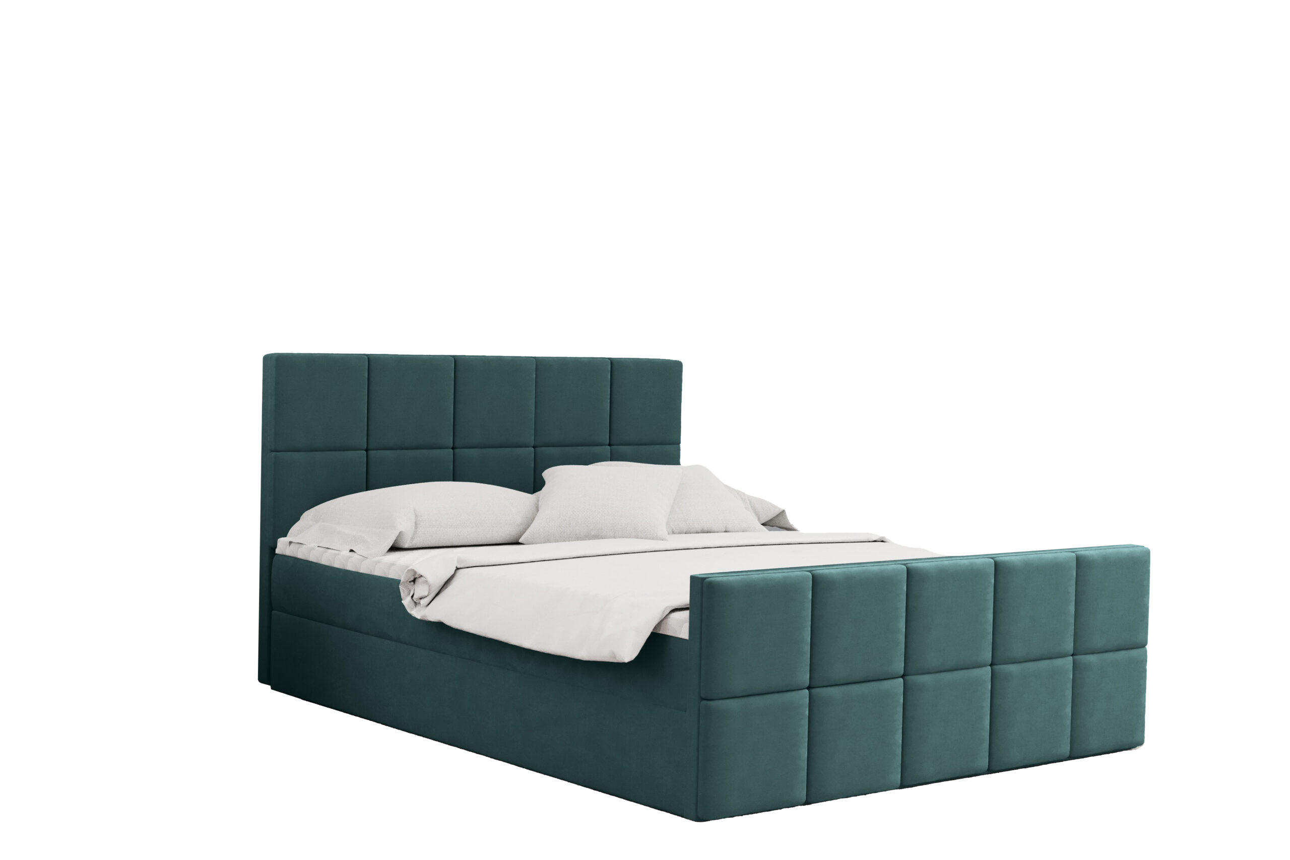 BOXBETT mit Bettkasten und Matratze Topper HANA Stoff Matt Velvet Meeresfarbe 120x200 cm H2-Pocket - Mintgrün, Holz/Textil (120/200cm) - Kaiser Möbel