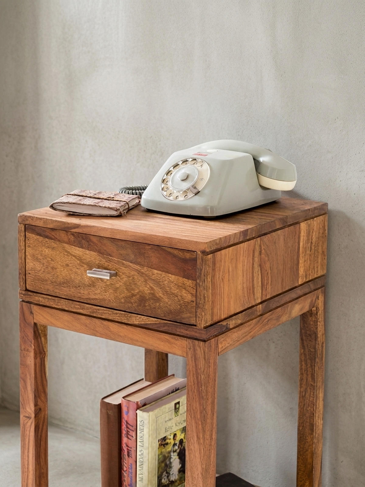 BEISTELLTISCH – Massivholz braun, mit Schublade, 35x35x90 cm - Dunkelbraun/Braun, Holz (35/35/90cm) - KADIMA DESIGN