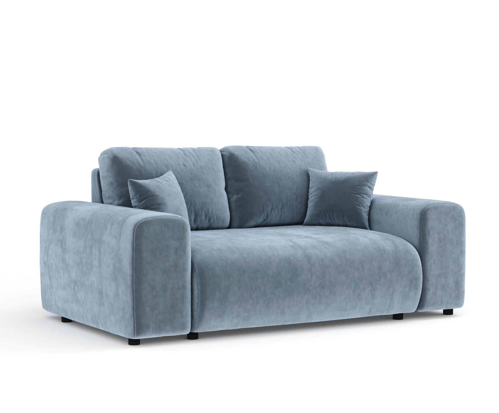 2-SITZER-SOFA Zanzibar Blau Grau Samtstoff - Blaugrau/Schwarz, Holz/Holzwerkstoff (178/79/108cm) - Maison de Reve