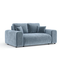 2-SITZER-SOFA Zanzibar Blau Grau Samtstoff - Blaugrau/Schwarz, Holz/Holzwerkstoff (178/79/108cm) - Maison de Reve