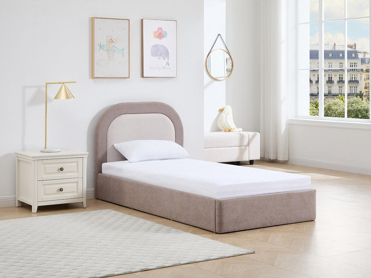 BETT mit Bettkasten - 1 Person - stoff - taupe, beige Idono - Taupe/Beige, Textil (90/190cm) - Vente-Unique