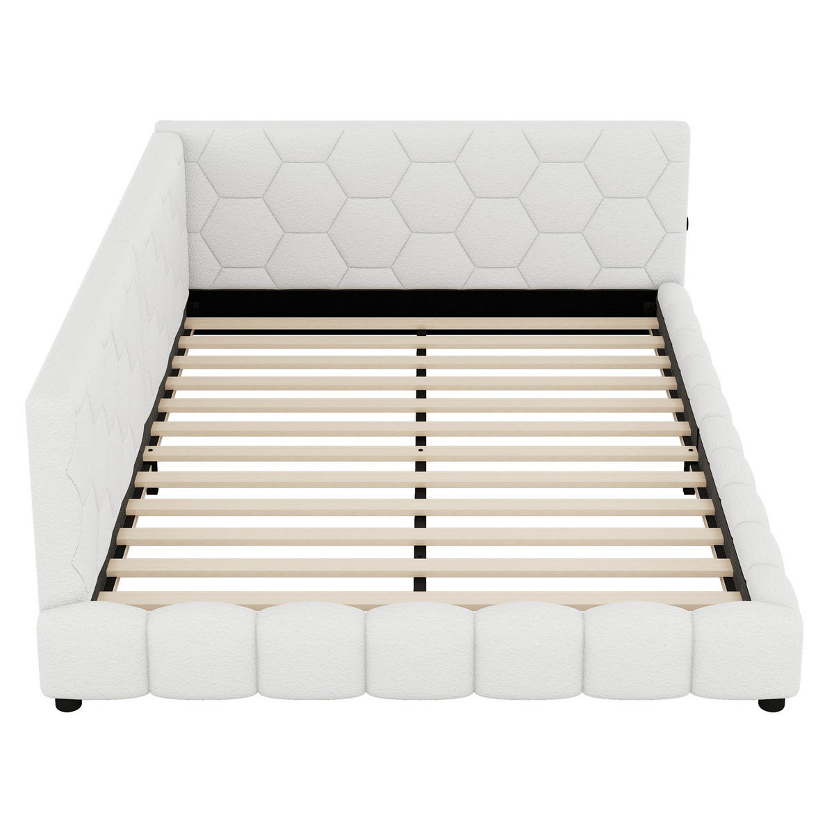 POLSTERBETT 140/200 cm Weiß mit LED-Beleuchtung und USB- und Type-C-Anschlüssen - Weiß, Textil (140/200cm) - Flora Grace