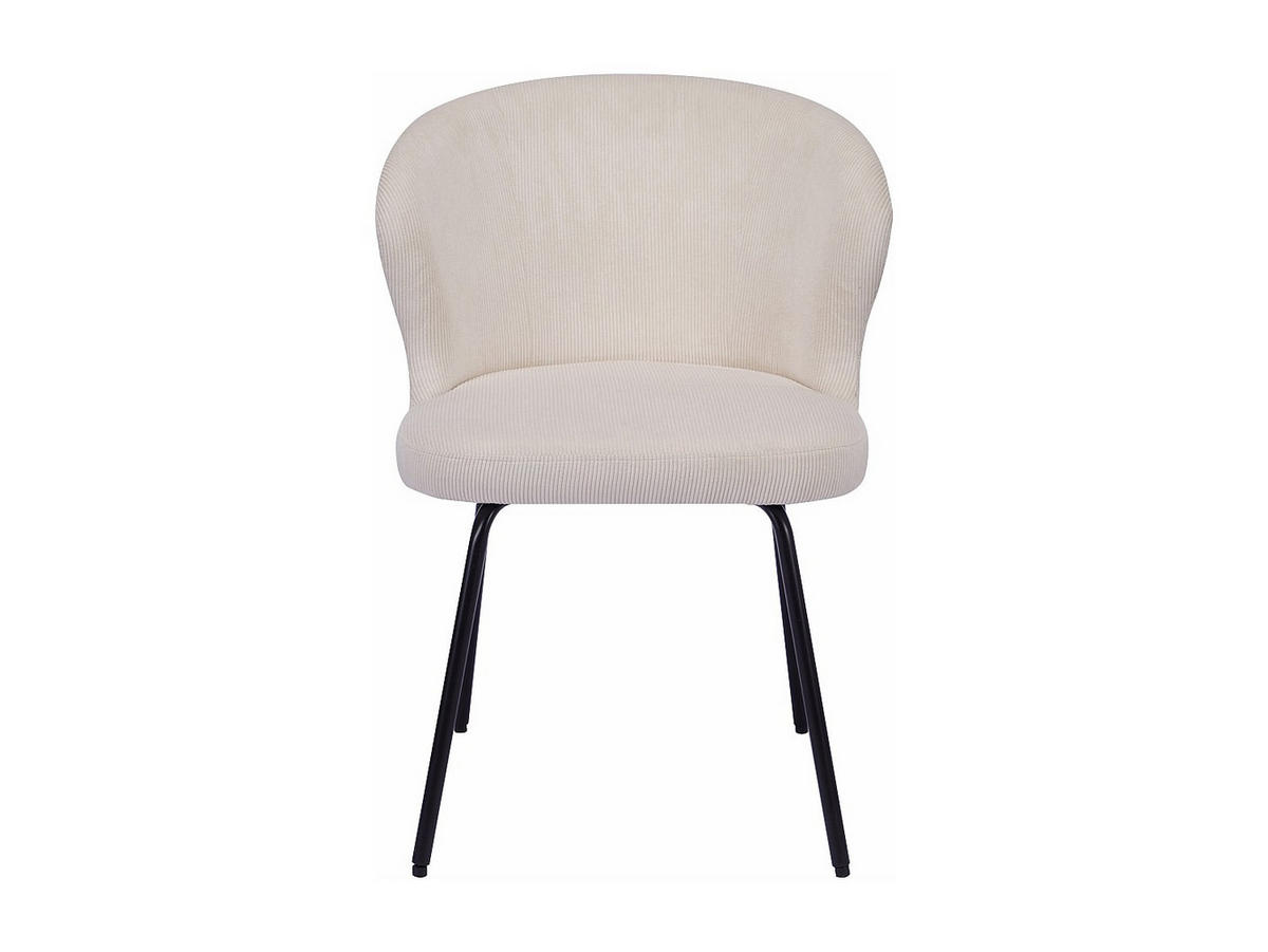 STUHL 6er-Set - Cord & schwarzes Metall - Cremefarben - RELIOZA - Creme, Textil (57.5/78/56.5cm) - Vente-Unique