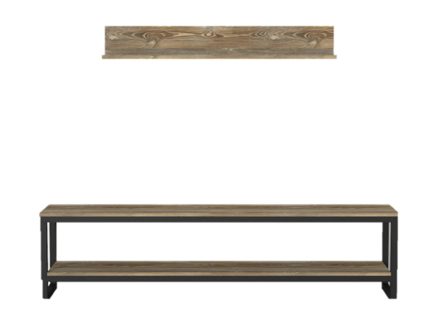 WOHNWAND Wanna mit Metallfüße Eiche - Eichefarben/Schwarz, Holzwerkstoff/Metall (180/45/34.8cm) - moebel17