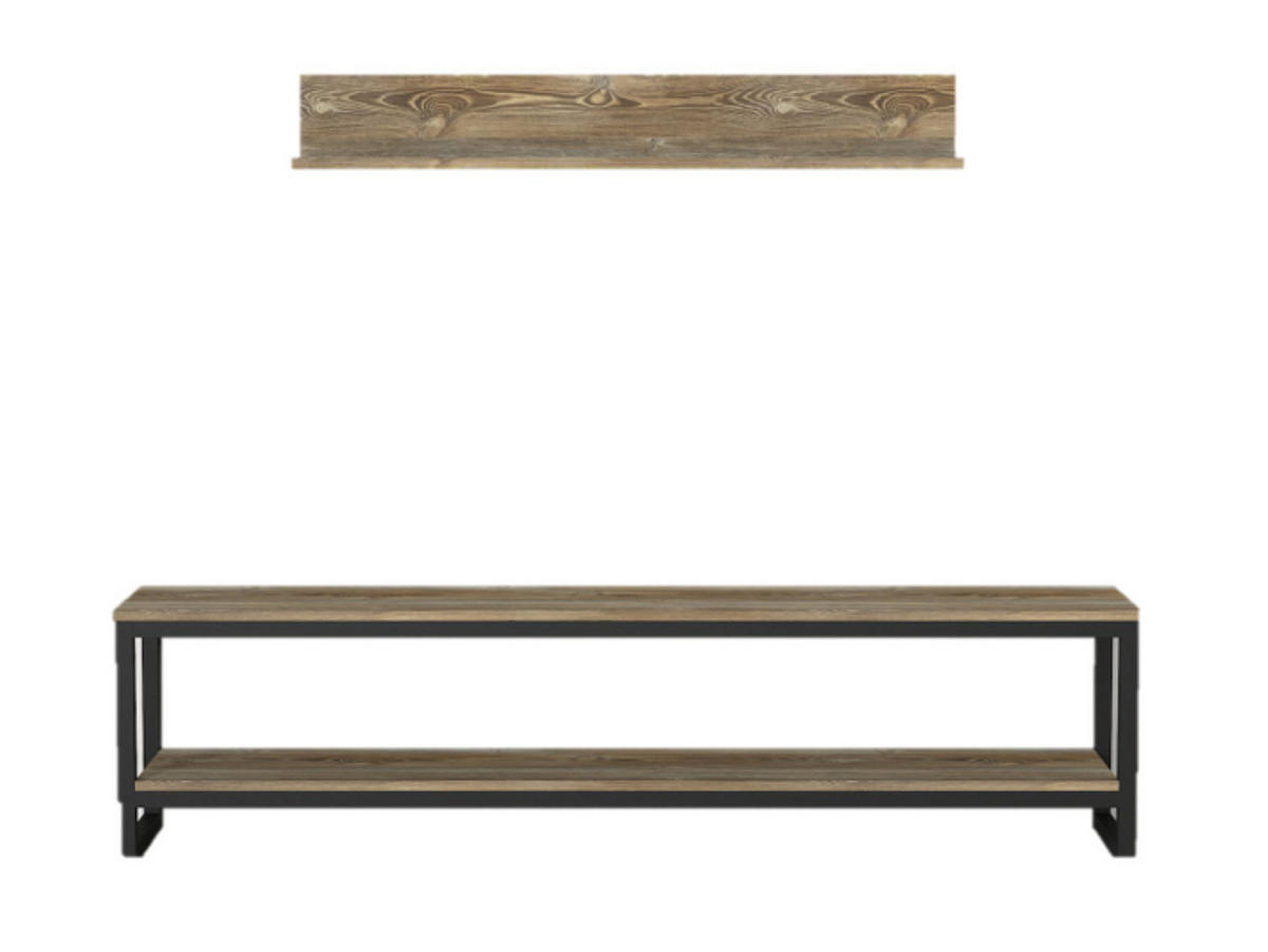 WOHNWAND Wanna mit Metallfüße Eiche - Eichefarben/Schwarz, Holzwerkstoff/Metall (180/45/34.8cm) - moebel17