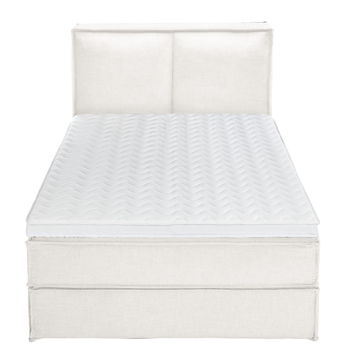 BOXSPRINGBETT mit Kopfteil - Premium - Weiß, Textil (140/200cm) - home24