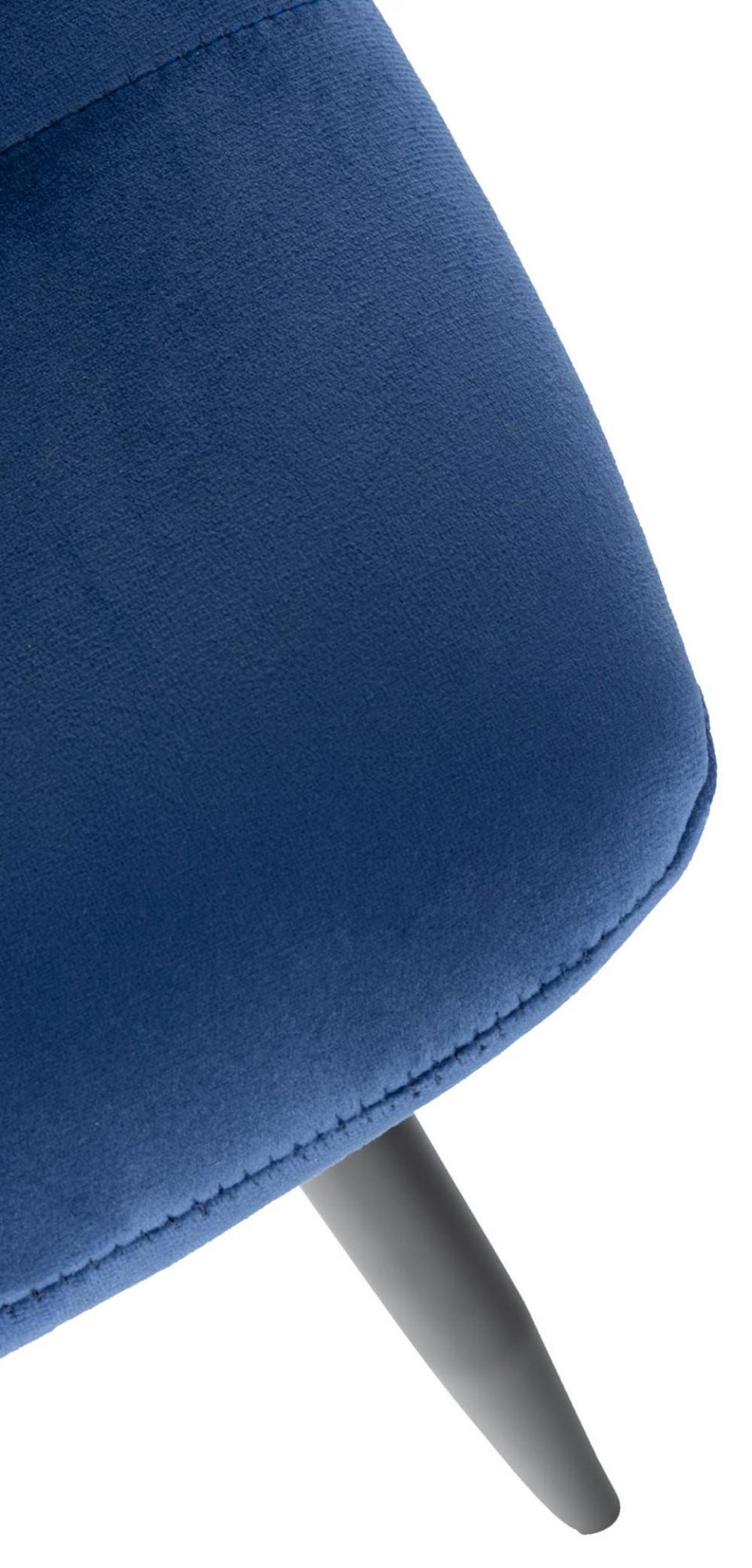 STUHL Samt Blau - Blau/Schwarz, Textil/Metall (45/84/55cm) - CLP