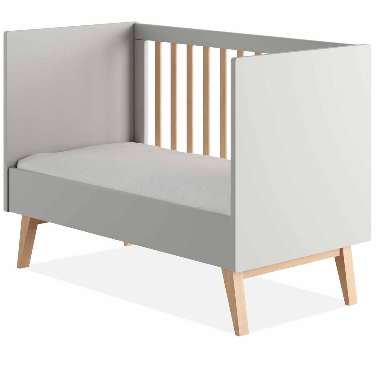GITTERBETT Dambi mit Höhenverstellung - Grau, Holz (125/90/66cm) - KONSIMO®