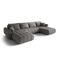 ECKSOFA mit schlaffunktion und bettkasten TOKYO U PREMIUM, stoff WIND, Stahl - Grau, Holz (384/190cm) - Kaiser Möbel
