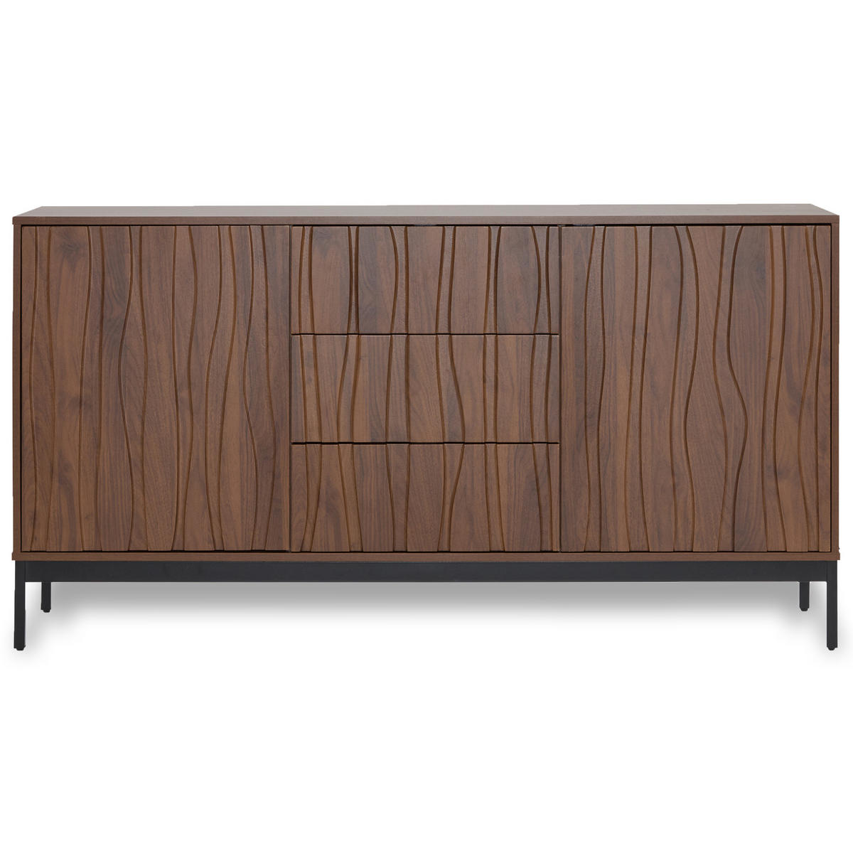 SIDEBOARD 150/40/80 cm in Dunkelbraun mit 3 Schubladen und verstellbaren Einlegeböden - Naturfarben, Holzwerkstoff (150/80/40cm) - Flora Grace