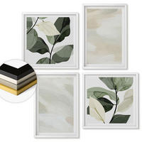 WANDBILDER 4er-Set - 50x50 cm & 40x60 cm Weißer Rahmen - Leuchtende, abstrakte Boho-Farben - Weiß, Kunststoff (50/50cm) - ArtPrintCave