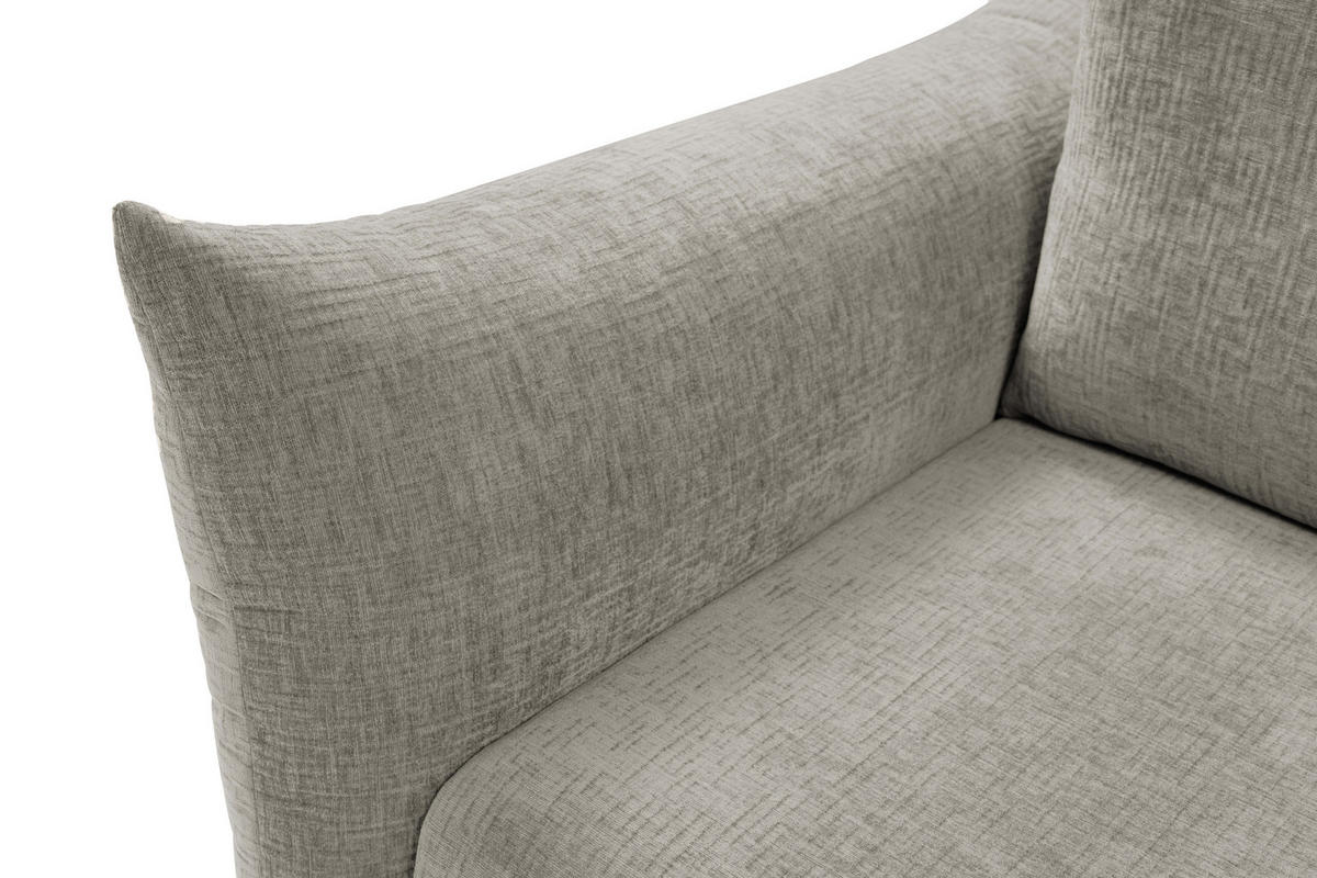 SOFA ADEL - Schlaffunktion Und Bettkasten, Wellenfederung, PUR-Schaum, Schwarze Metallfüße lose Rückenkissen, freistehend, 240x108x75 cm Grey - Grau, Holz/Textil (240/75/108cm) - DomoHome