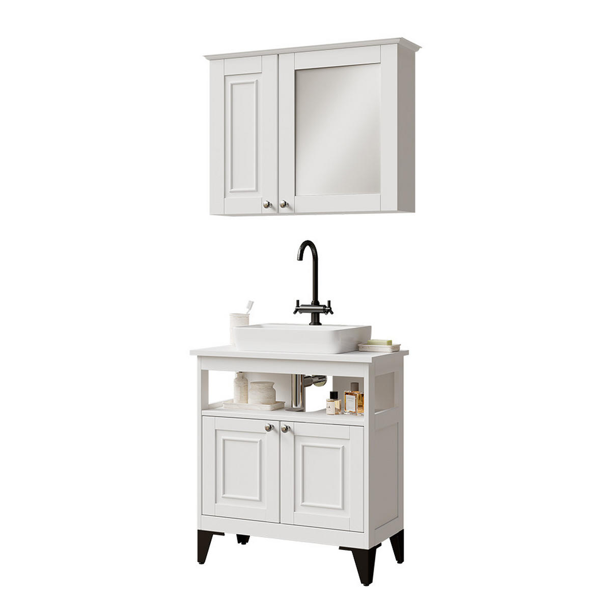 SET KUPAONSKOG NAMJEŠTAJA Vanity Bijela 2 dijela - bijela, drvni materijal (60/65/30cm) - Vicco