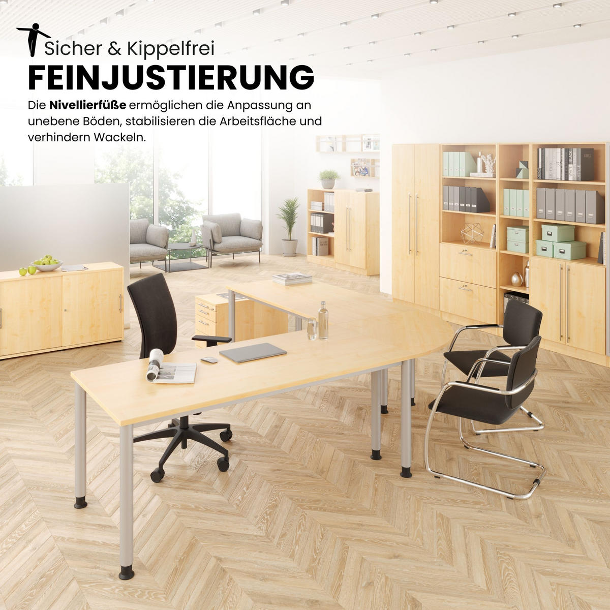 SCHREIBTISCH Serie-H Gestell: Silber 80/160/74 cm in Grau - Grau, Holzwerkstoff (80/160/74cm) - bümö