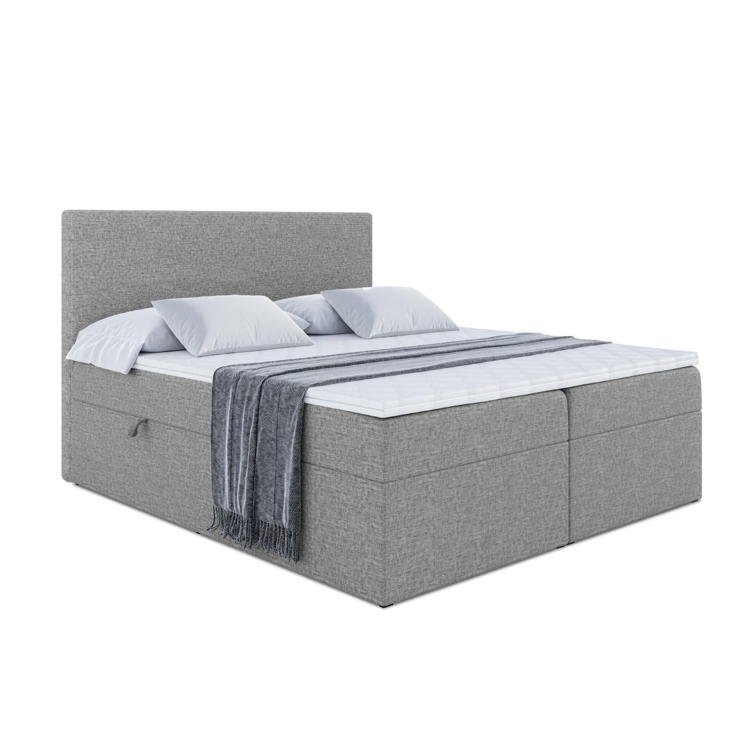 BOXBETT mit H4-Matratze und Lattenrost - LUKI - 160x200 Grau - Grau, Holzwerkstoff (160/200cm) - ALTDECOR