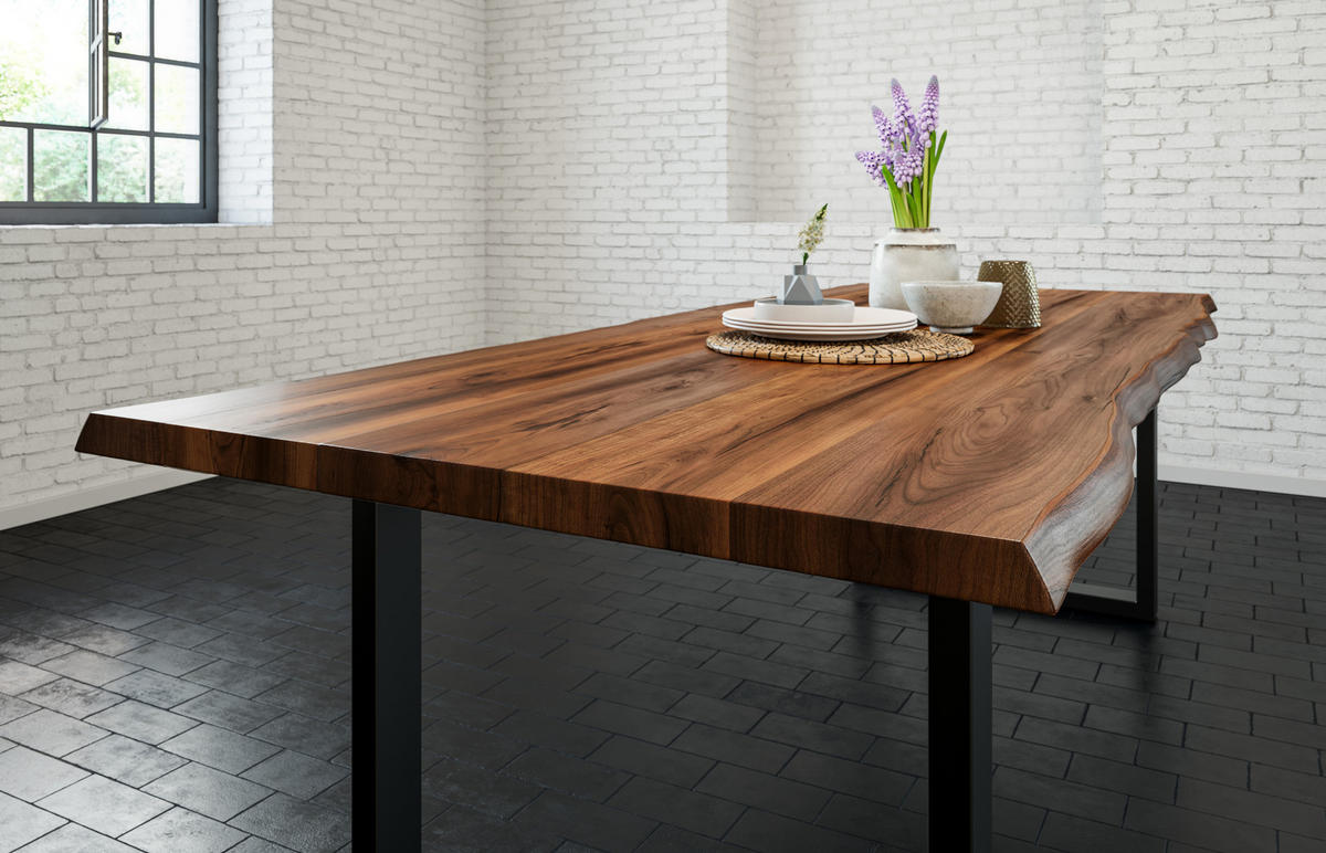 ESSTISCH LIAM - Schwarz/Braun, Holz/Metall (100/260/74cm) - SAM