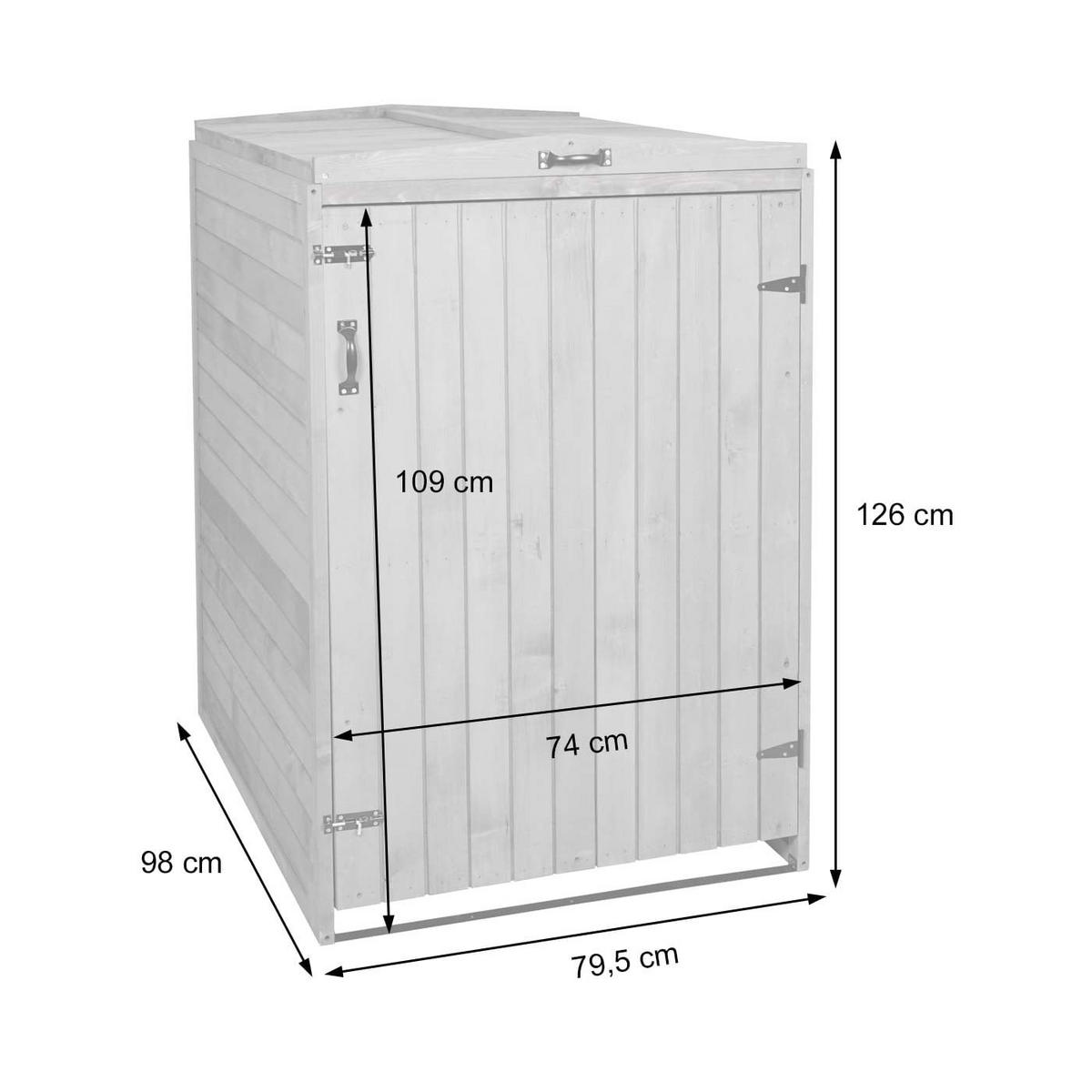 MÜLLTONNENBOX XL 1er-/2er HxBxT 126x79,5x98cm Grau-Weiß Holz - Hellgrau, Holz (79.5/126/98cm) - PROREGAL