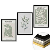 WANDBILDER 3er-Set - 40x60 cm Schwarzer Rahmen - Matisse Aquarell Boho-Design - Schwarz, Kunststoff (40/60cm) - ArtPrintCave